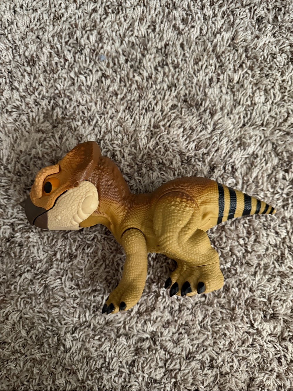 Mattel Yellow and Brown Striped Dinosaur Figure